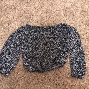 Off the shoulder cropped long sleeve